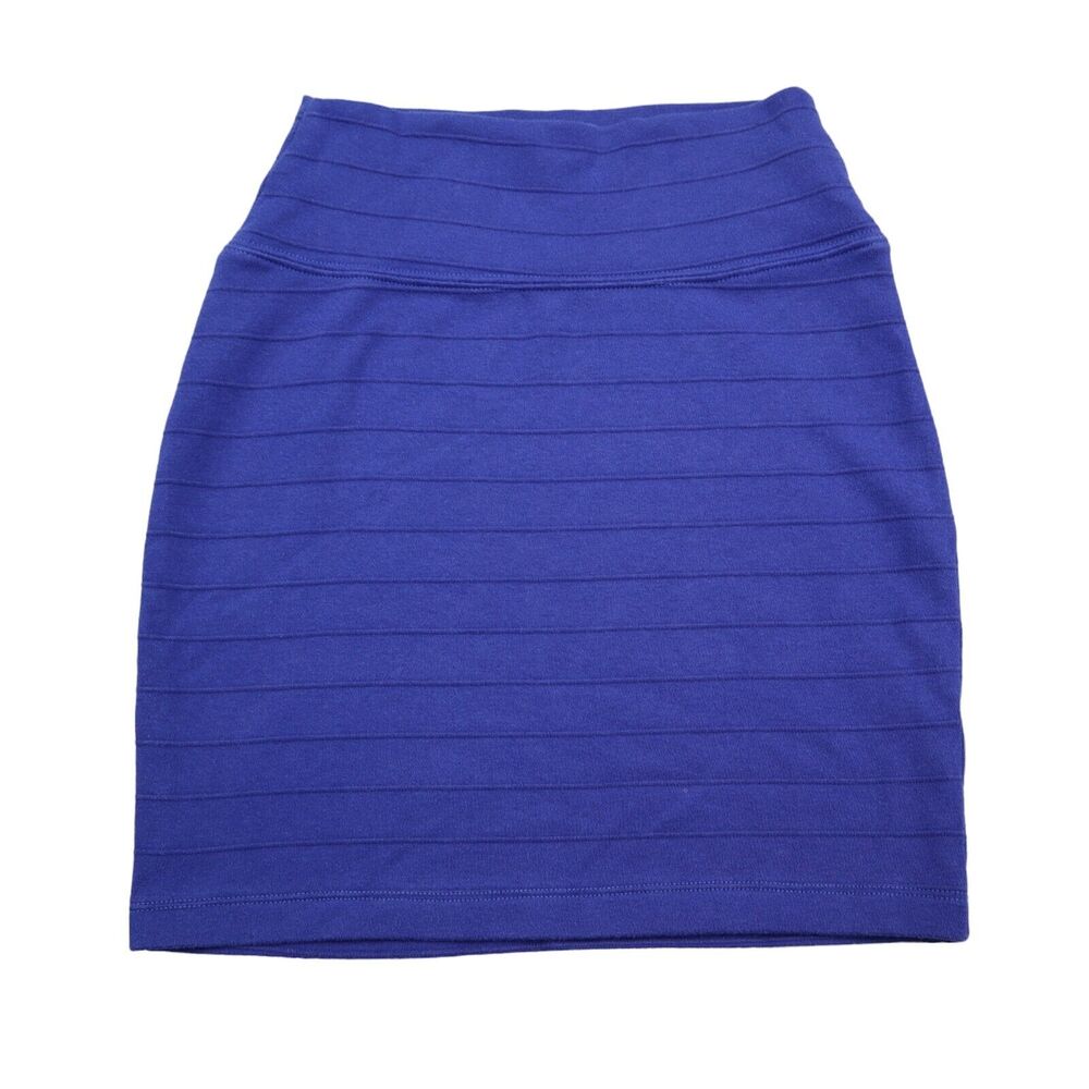 Basic House Skirt Womens M Blue Straight Pencil Knit Solid Elastic Waist Pull On